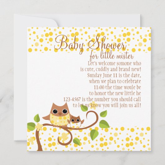Mama und Baby Owl Einladung (Vorderseite)