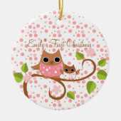 Mama und Baby Owl Keramikornament (Vorne)