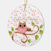 Mama und Baby Owl Keramikornament (Links)