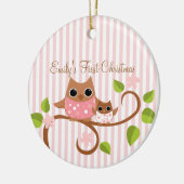 Mama und Baby Owl Keramikornament (Links)