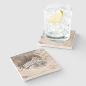 Mama und Baby Owl Stone Untersetzer (Seitenansicht)