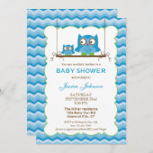 Mama und Baby Owls Boy Baby Dusche Einladung (Vorne/Hinten)