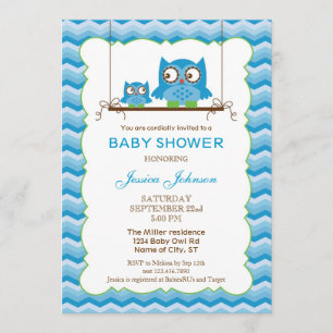 Mama und Baby Owls Boy Baby Dusche Einladung