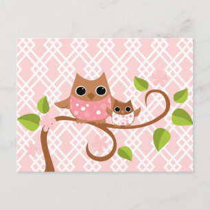 Mama und Baby Owls Postkarte