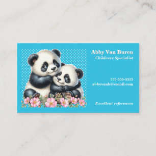 Mama und Baby Panda Babysitterin Kinderbetreuerin Visitenkarte