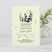 Mama und Baby Panda Bear Baby Dusche Einladung (Stehend Vorderseite)