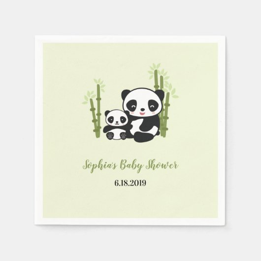 Mama und Baby Panda Bear Babydusche Napkin Serviette (Vorderseite)