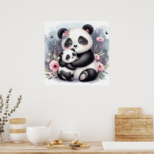 Mama und Baby Panda Bear Poster (Küche)
