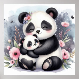 Mama und Baby Panda Bear Poster