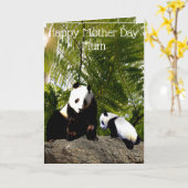 Mama und Baby Panda, Muttertag Karte (Gelbe Blume)