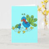 Mama und Baby Peacock Karte (Gelbe Blume)