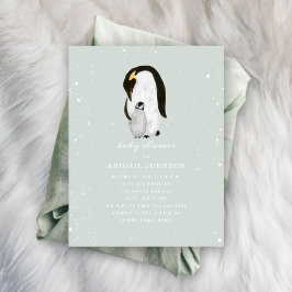 Mama und Baby Penguin Blue Boy Baby Dusche Einladung
