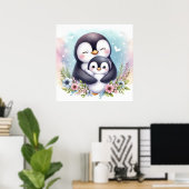Mama und Baby Penguin Poster (Heimbüro)
