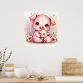 Mama und Baby Pig Poster (Küche)