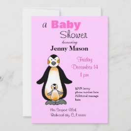 Mama- und Baby-Pinguin, Babyparty Einladung