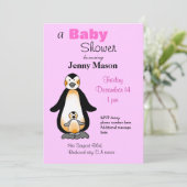 Mama- und Baby-Pinguin, Babyparty Einladung (Stehend Vorderseite)