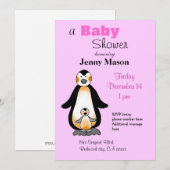 Mama- und Baby-Pinguin, Babyparty Einladung (Vorne/Hinten)