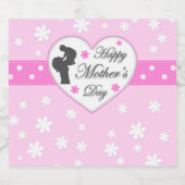 Mama und Baby pink Muttertag Schaumweinetikett (Einzelnes Label)