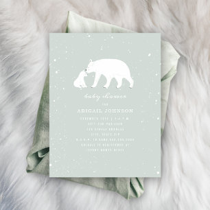 Mama und Baby Polar Bear Blue Baby Dusche Einladung