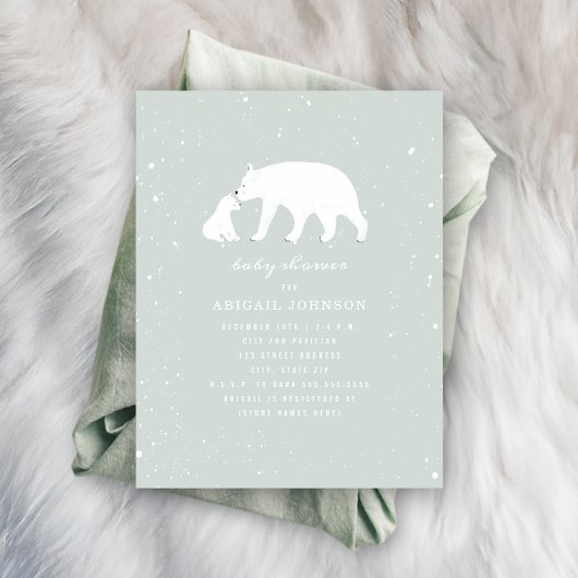 Mama und Baby Polar Bear Blue Baby Dusche Einladung