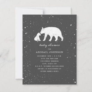 Mama und Baby Polar Bear Dark Gray Baby Dusche Einladung