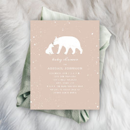 Mama und Baby Polar Bear Pink Babydusche Einladung