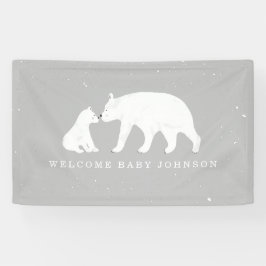 Mama und Baby Polar Bear Snow Gray Baby Dusche Banner