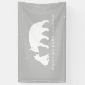 Mama und Baby Polar Bear Snow Gray Baby Dusche Banner (Vertikal)