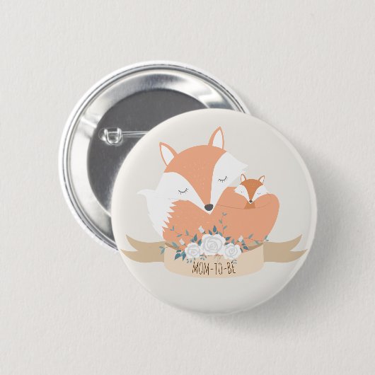 Mama und Baby Red Fox Babydusche Button (Vorne & Hinten)