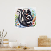 Mama und Baby Skunk Poster (Küche)