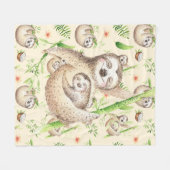 Mama und Baby Sloth Fleecedecke (Vorderseite (Horizontal))