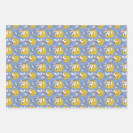 Mama und Baby Sloth Pattern Set 3 Geschenkpapier Set (Vorderseite 2)