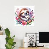 Mama und Baby Sloth Poster (Heimbüro)