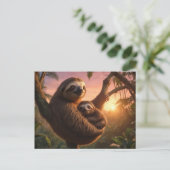 Mama und Baby Sloth Postkarte (Stehend Vorderseite)