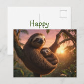 Mama und Baby Sloth Postkarte (Vorne/Hinten)