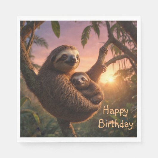 Mama und Baby Sloth Serviette (Vorderseite)