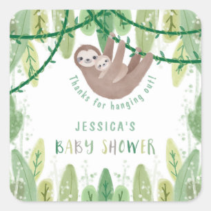 Mama und Baby Slothbabydusche danken Ihnen Quadratischer Aufkleber