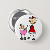 Mama-und Baby-Strichmännchen-Knopf Button (Vorne & Hinten)