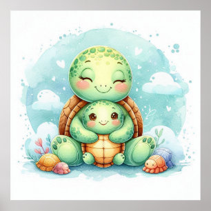Mama und Baby Turtle Poster