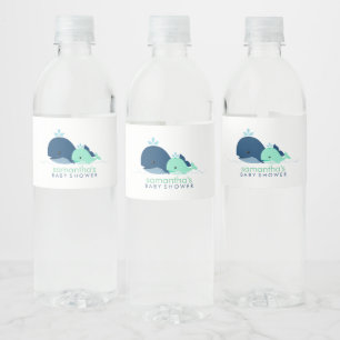 Mama-und Baby-Wal-Baby-Dusche Wasserflaschenetikett