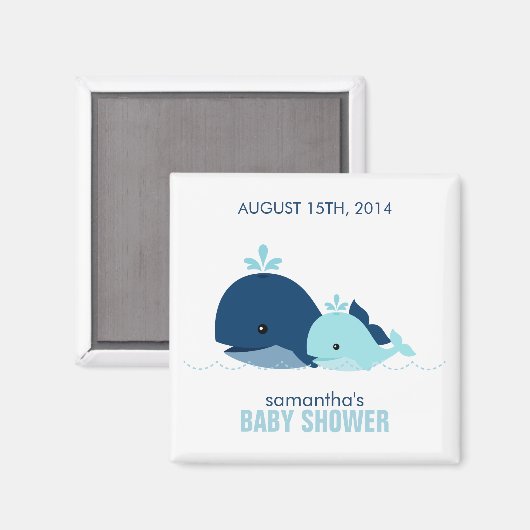 Mama und Baby Whale Baby Dusche {blau} Magnet (Vorderseite/Rückseite)