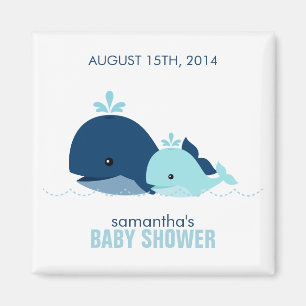 Mama- und Baby-Whale-Babydusche {blau} Magnet