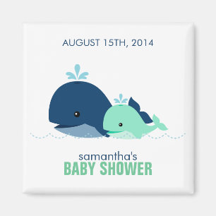 Mama- und Baby-Whale-Babydusche {grün} Magnet