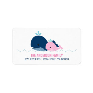 Mama- und Baby-Whale-Babydusche {pink} Adressaufkleber