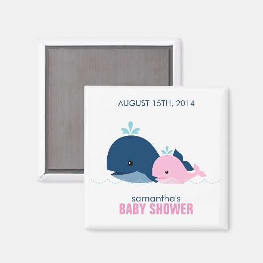 Mama- und Baby-Whale-Babydusche {pink} Magnet (Vorderseite/Rückseite)