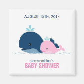 Mama- und Baby-Whale-Babydusche {pink} Magnet (Vorne)