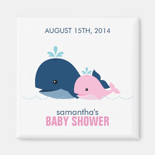 Mama- und Baby-Whale-Babydusche {pink} Magnet (Vorne)