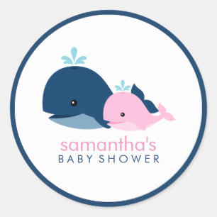 Mama und Baby Whale Babydusche {pink} Runder Aufkleber