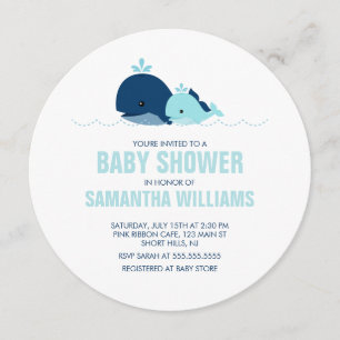 Mama und Baby Whale Boy Babydusche Einladung