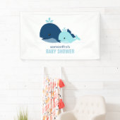 Mama und Baby Whales Boy Baby Dusche Willkommen Banner (Insitu)